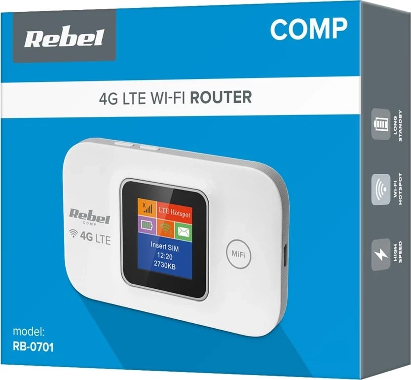 Router pa tel Rebel RB-0701, Single-band (2.4 GHz) 3G 4G, i bardhë