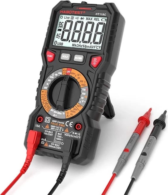 Multimetër digital Habotest HT118C, me dritë, ngjyrë e zezë