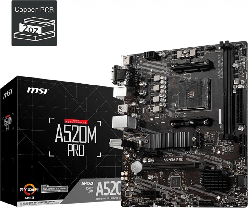 Pllakë amë MSI A520M PRO, Socket AM4, micro ATX