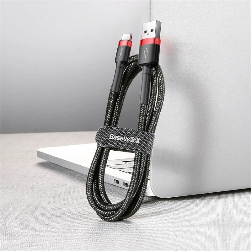 Kabeli USB Baseus Cafule, 2 m, USB A në USB C, Zi dhe Kuq