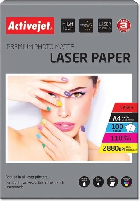 Letër fotografike matte Activejet AP4-110M100L për printerat laser, A4, 100 copë