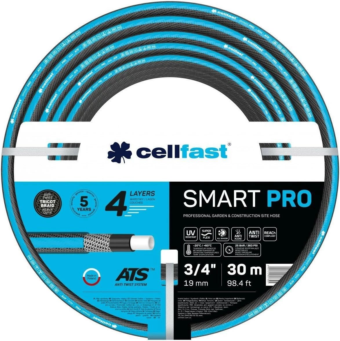 Zorrë kopshti Cellfast SMART PRO ATS 3/4" (19 mm) 30 mb, blu