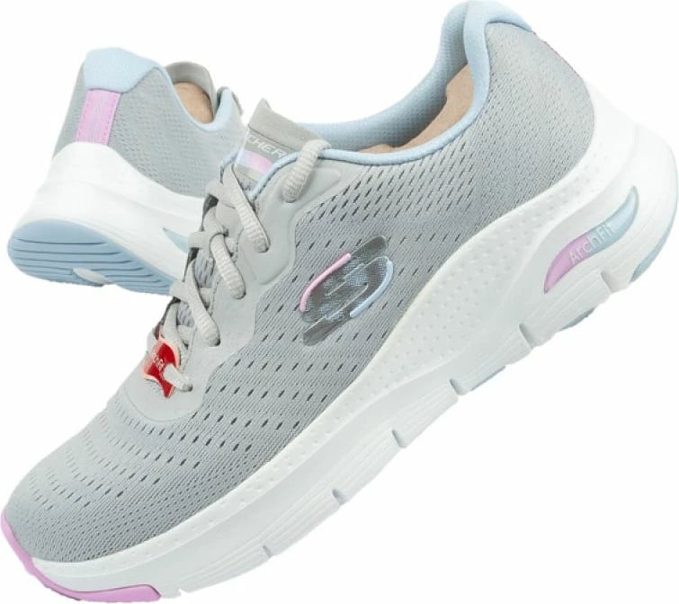 Këpucë Skechers Arch Fit për femra, ngjyrë gri/argjendi