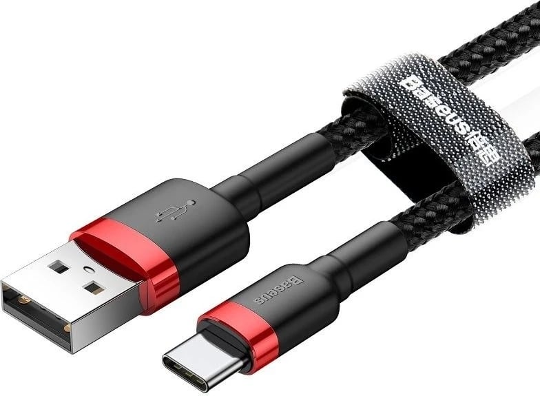 Kabëll Baseus Cafule USB-A/USB-C 2A 3m kuq e zi