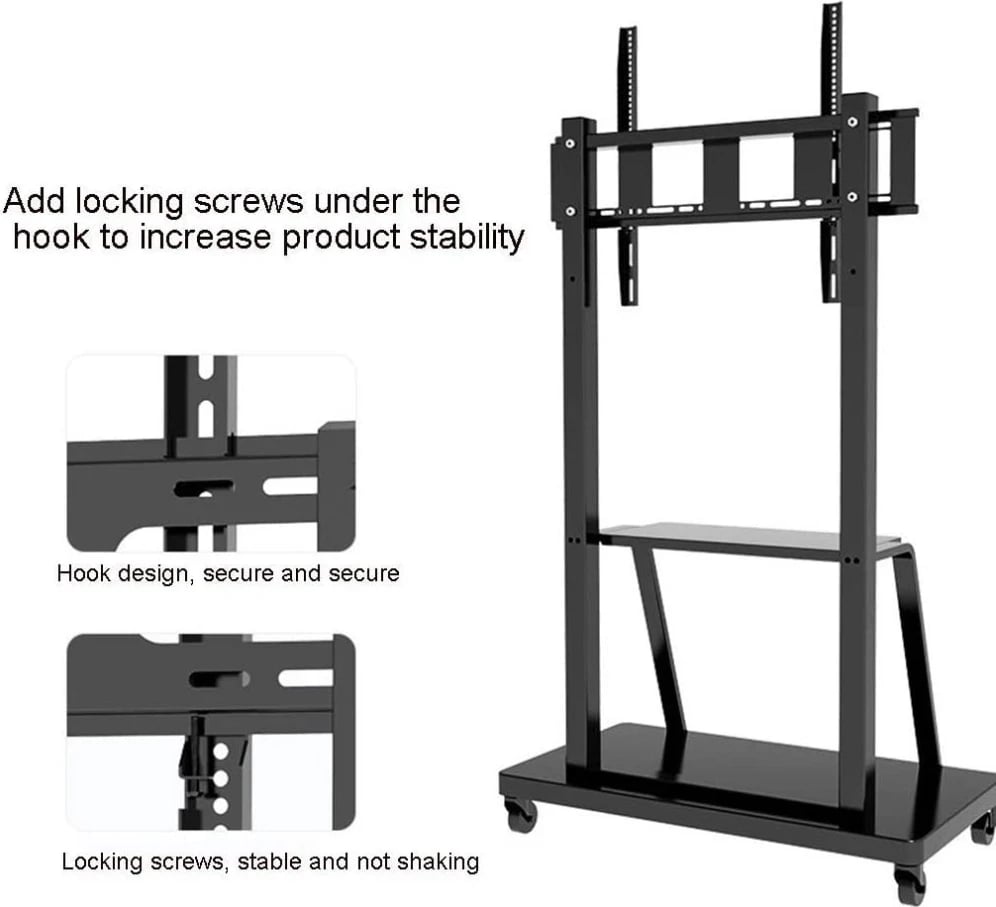 Stojak TV Techly 105575, 55-100", 150kg, me rafte, i zi