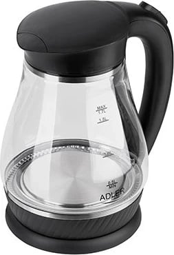 Adler AD 1274 B electric kettle 1.7 L 2200 W Black, Transparent