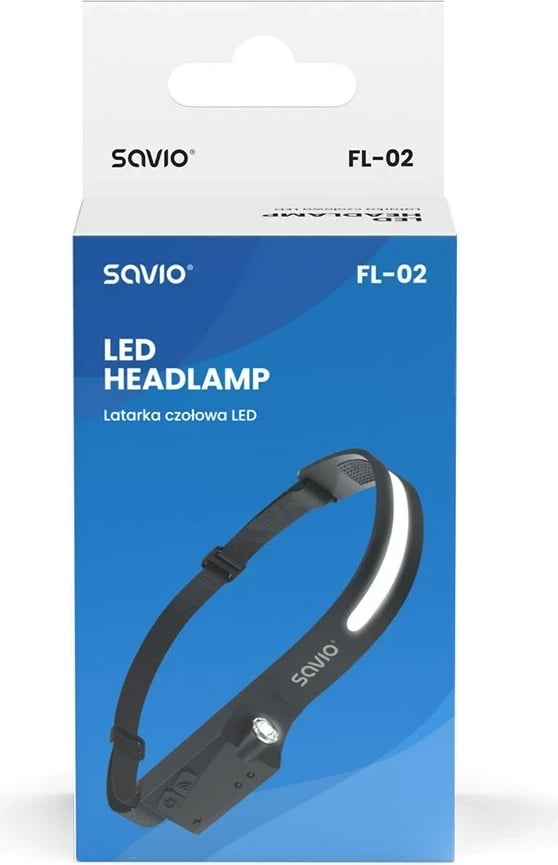 Dritë koke Savio FL-02, LED, sensor lëvizjeje, USB-C, 350 lm, e zezë