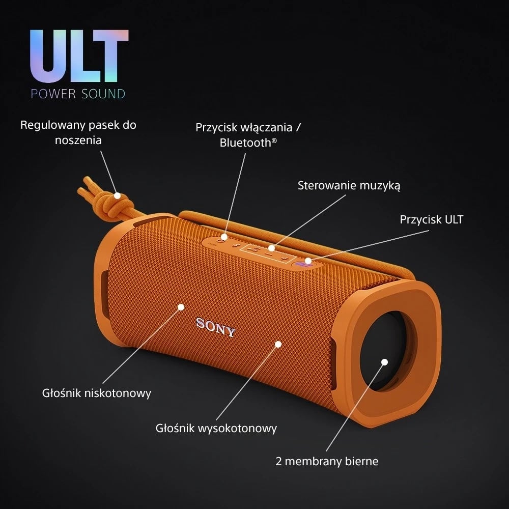 Altoparlant portativ Sony ULT Field 1, me Bluetooth, i portokalltë