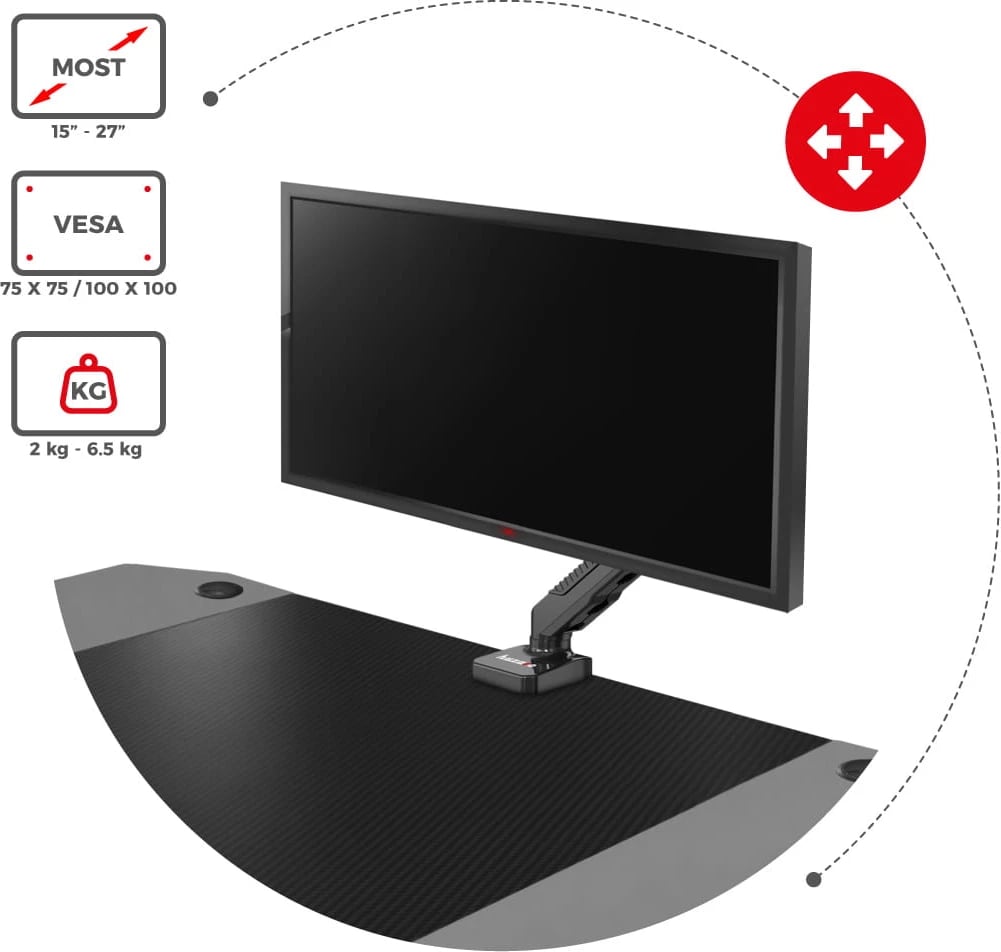 MBAJTESE MONITORI HUZARO HZ-MONTION 1.3 | LEVIZESE 15"-27" 6.5KG