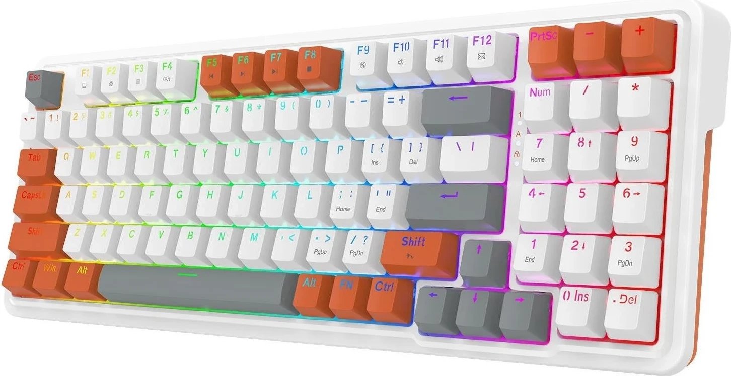 Tastierë mekanike Redragon K664WOG-RGB Gloria, RGB, e bardhë-portokalli