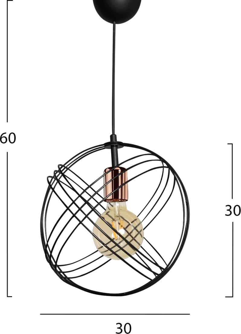 Llambë varëse metalike e zezë FH7505.01 30x60 cm