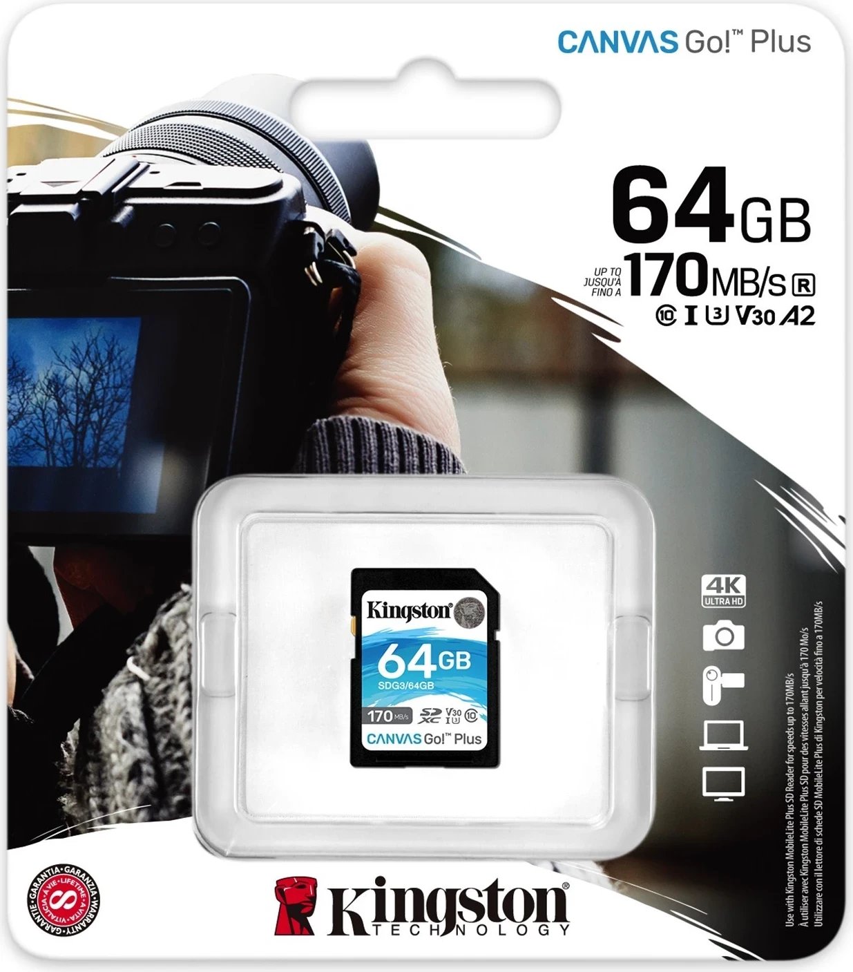 Kartë memorie Kingston SDXC Canvas Go Plus, 64GB