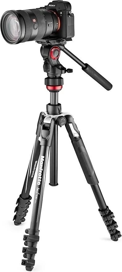 Tripod Manfrotto MVKBFRL-LIVE, 3 këmbë, Ngjyrë e zezë dhe argjendtë