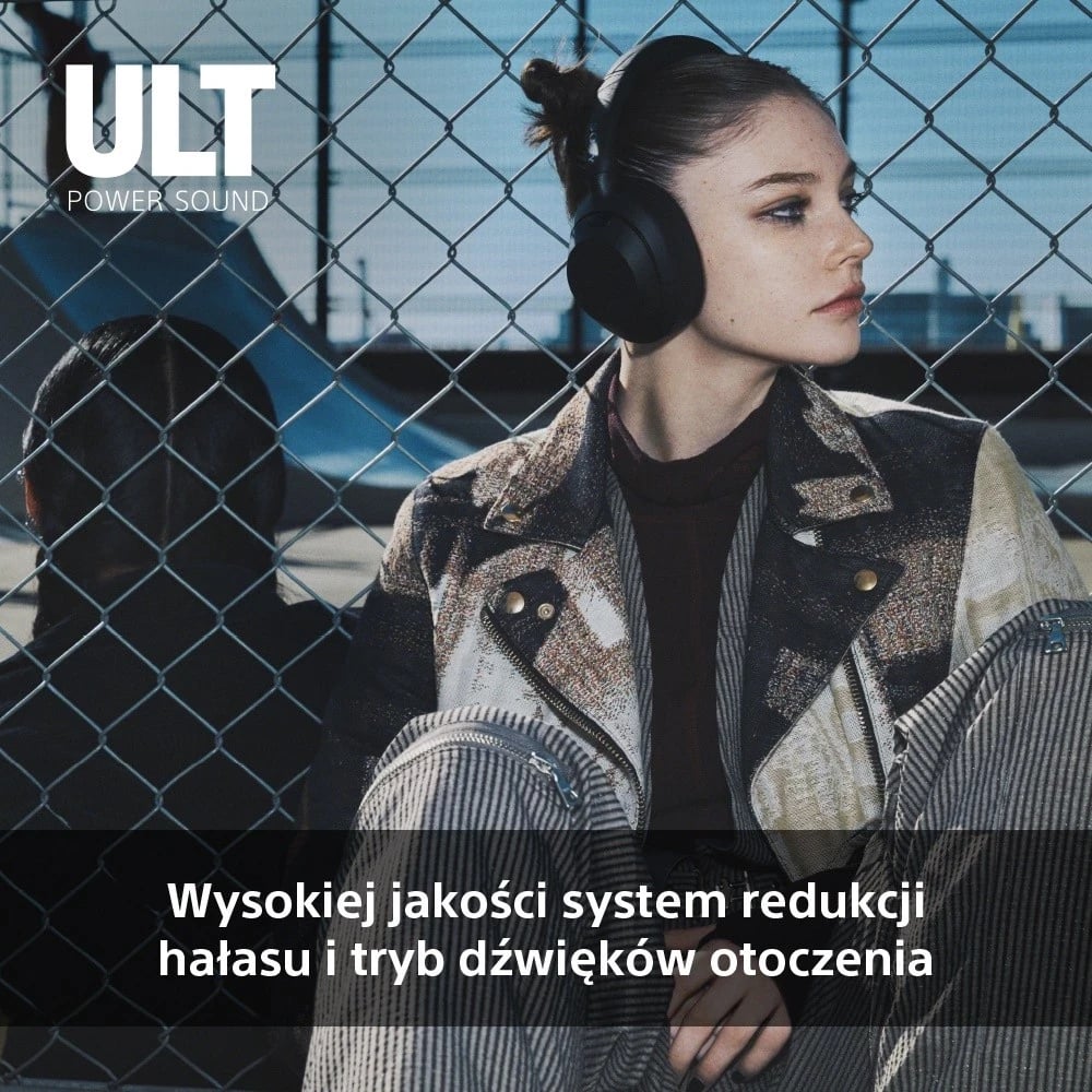 Kufje Sony ULT Wear, me anulim zhurme aktiv, ngjyrë e zezë