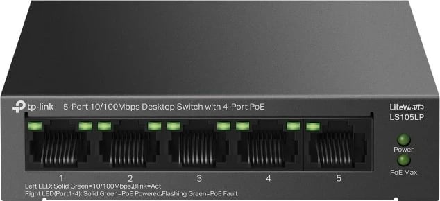 Switch TP-Link LiteWave LS105P, 5 porte, PoE, i zi