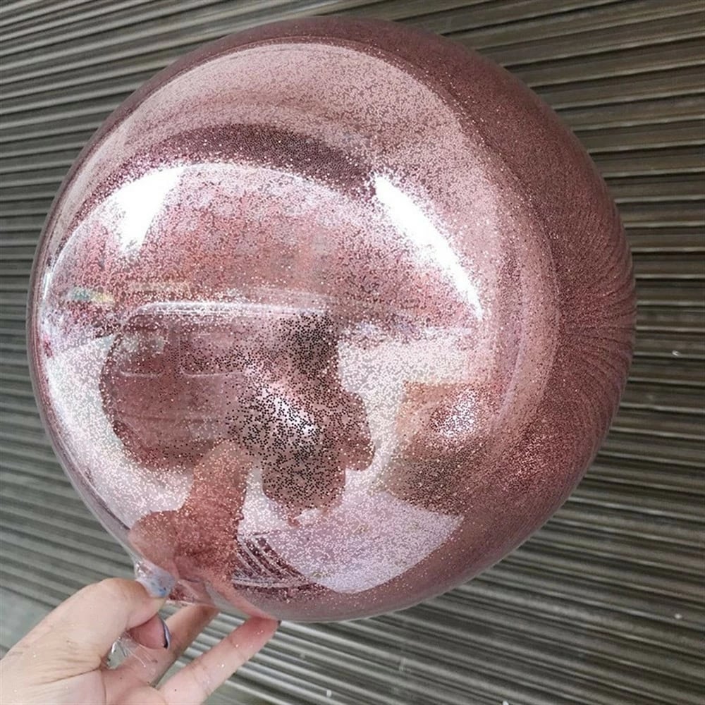 Ballonë transparente me glitter ngjyrë ari rozë K&A