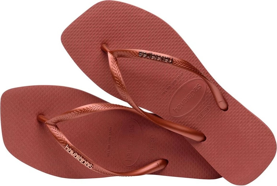 Papuqe për femra Havaianas Square Logo Metallic, kafe