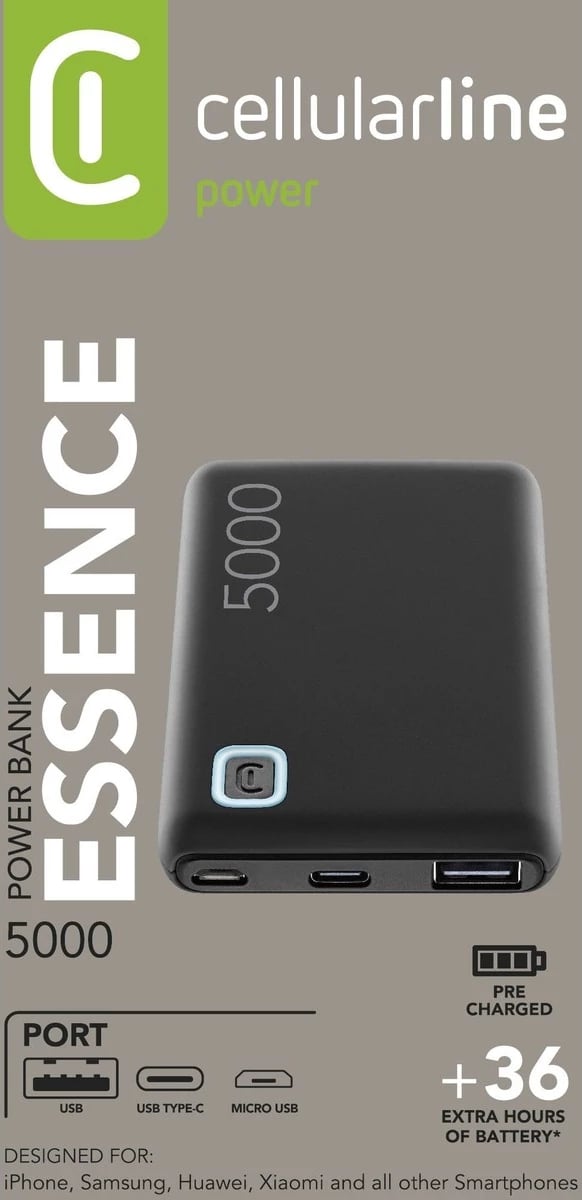 POWER BANK CELLULARLINE ESSENCE PBESSENCE5000K | 5000MAH 12W I ZI