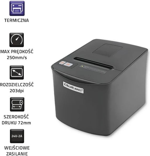 Printer për faturat Qoltec 50255, termik, me USB dhe LAN