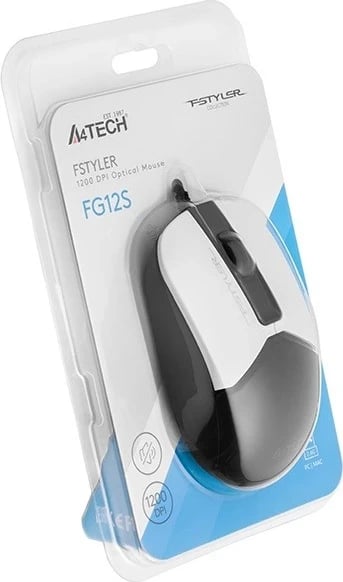 Maus A4-Tech FSTYLER FM12S Panda, USB, i zi-bardhë