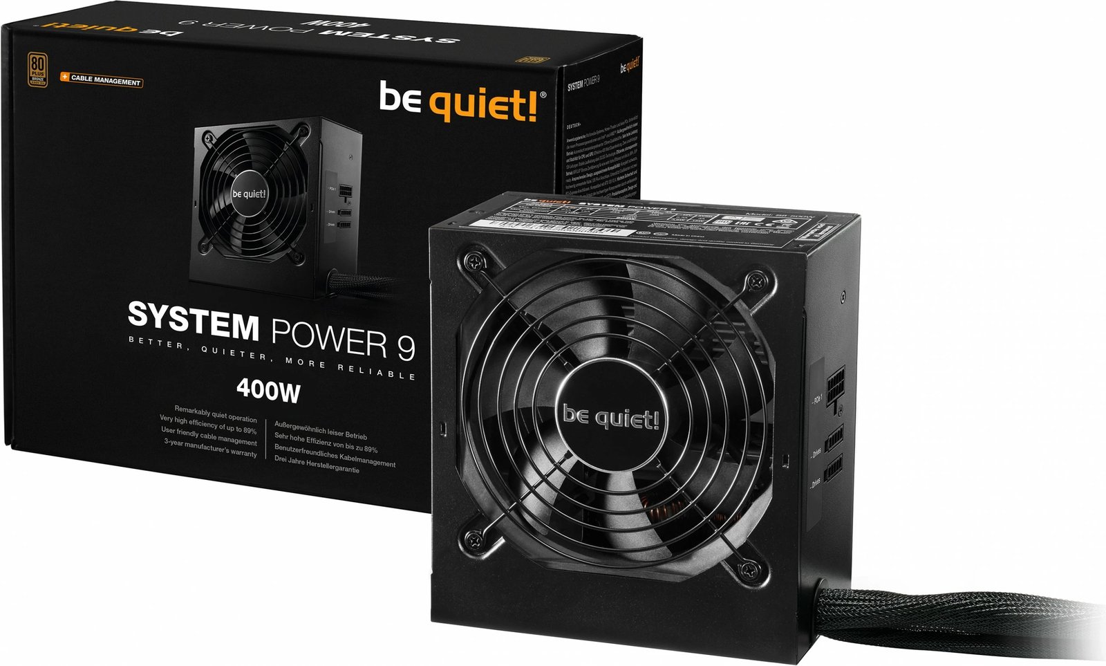 Furnizues energjie Be Quiet! System Power 9, 400W CM, 400 W, 200 - 240 V, 50 Hz, 4 A, Active, 103 W