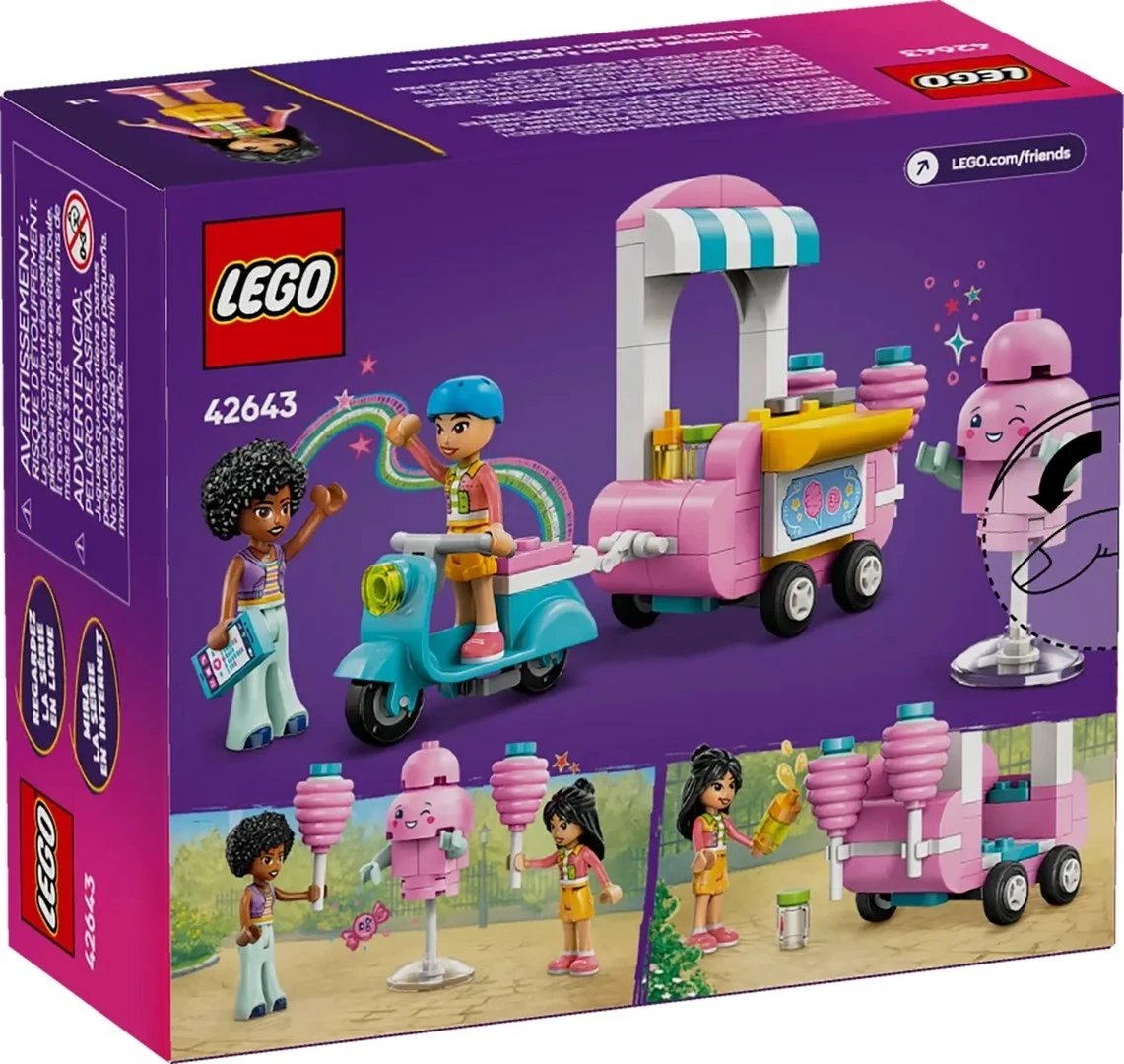 Lodra LEGO Friends 42643, Stenda e Sheqerit të Mbështjellë dhe Skuter, Rozë