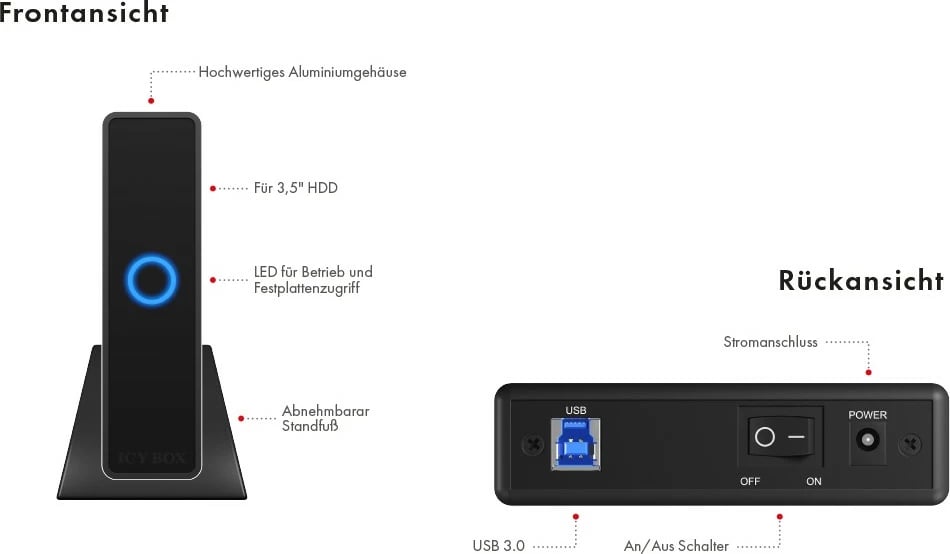 Kasë HDD ICY BOX IB-377U3, 3.5", Serial ATA, 5 Gbit/s, Hot-swap, E zezë