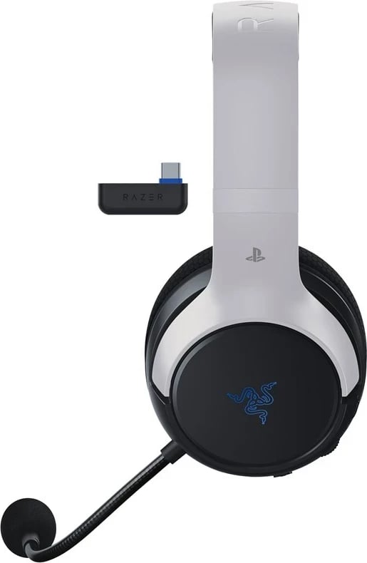 Kufje gaming Razer Kaira për Playstation, Wireless, USB Type-C, Bluetooth, Bardhë, Kaltër, Zi