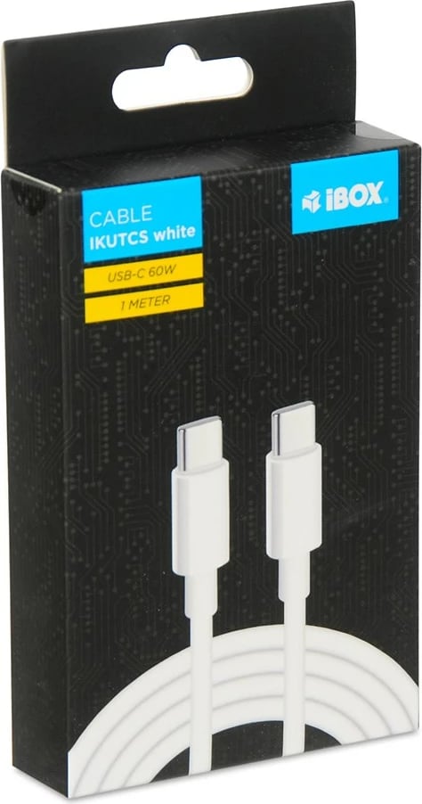 Kabëll USB-C IBOX IKUTC 60W 1m Bardhë