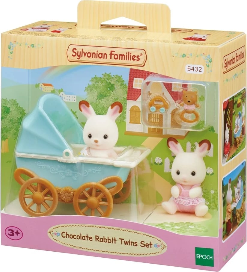 Set lodrash Sylvanian Families Chocolate Rabbit Twins, EPOCH, Shumëngjyrësh