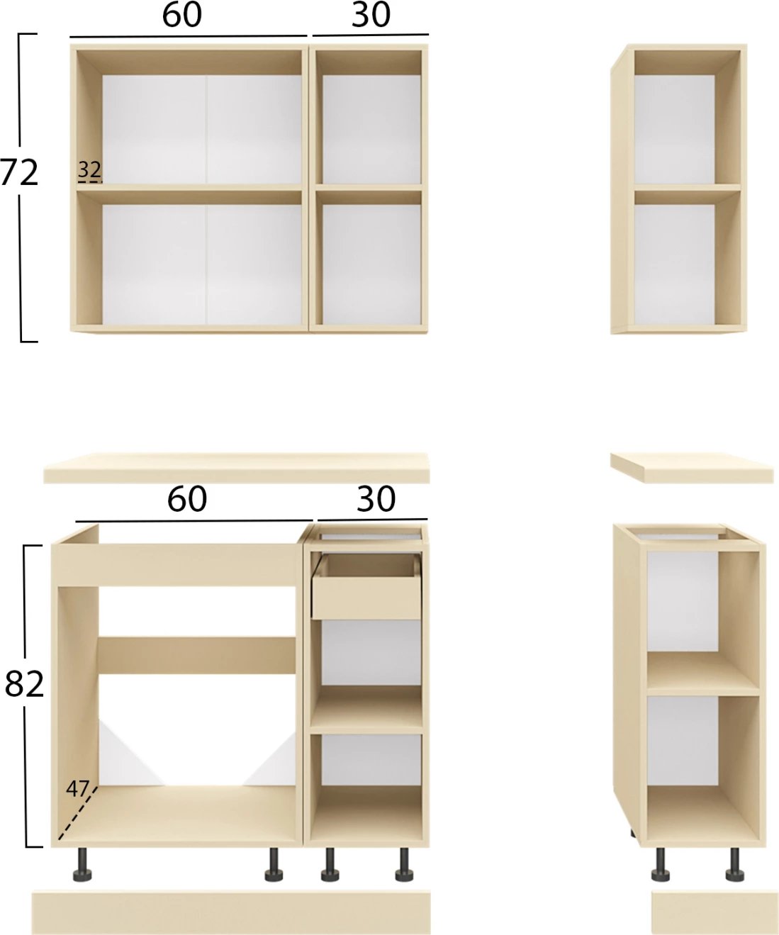 Kompozim kuzhine melamine sonoma, banak laminat, 120x47x84,8 cm, FH2465.01