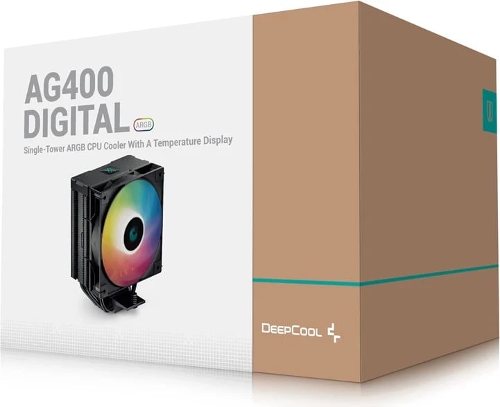 Ftohësi Procesori DEEPCOOL AG400 Digital BK ARGB, 12 cm, Zi