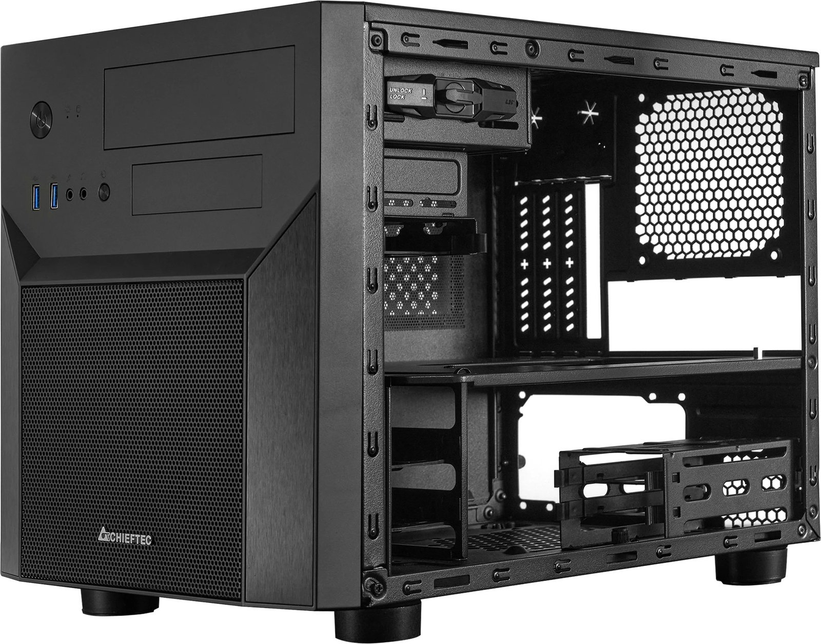 Kasë Chieftec CI-02B-OP, Cube, PC, micro ATX, Mini-ITX, e zezë