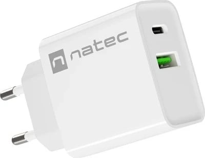 Karikues  Natec Ribera 20W USB-A USB-C, e bardhë