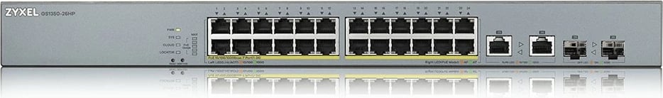 Switch Zyxel GS1350-26HP-EU0101F, Managed, L2, Gigabit Ethernet (10/100/1000), PoE, Rack mounting