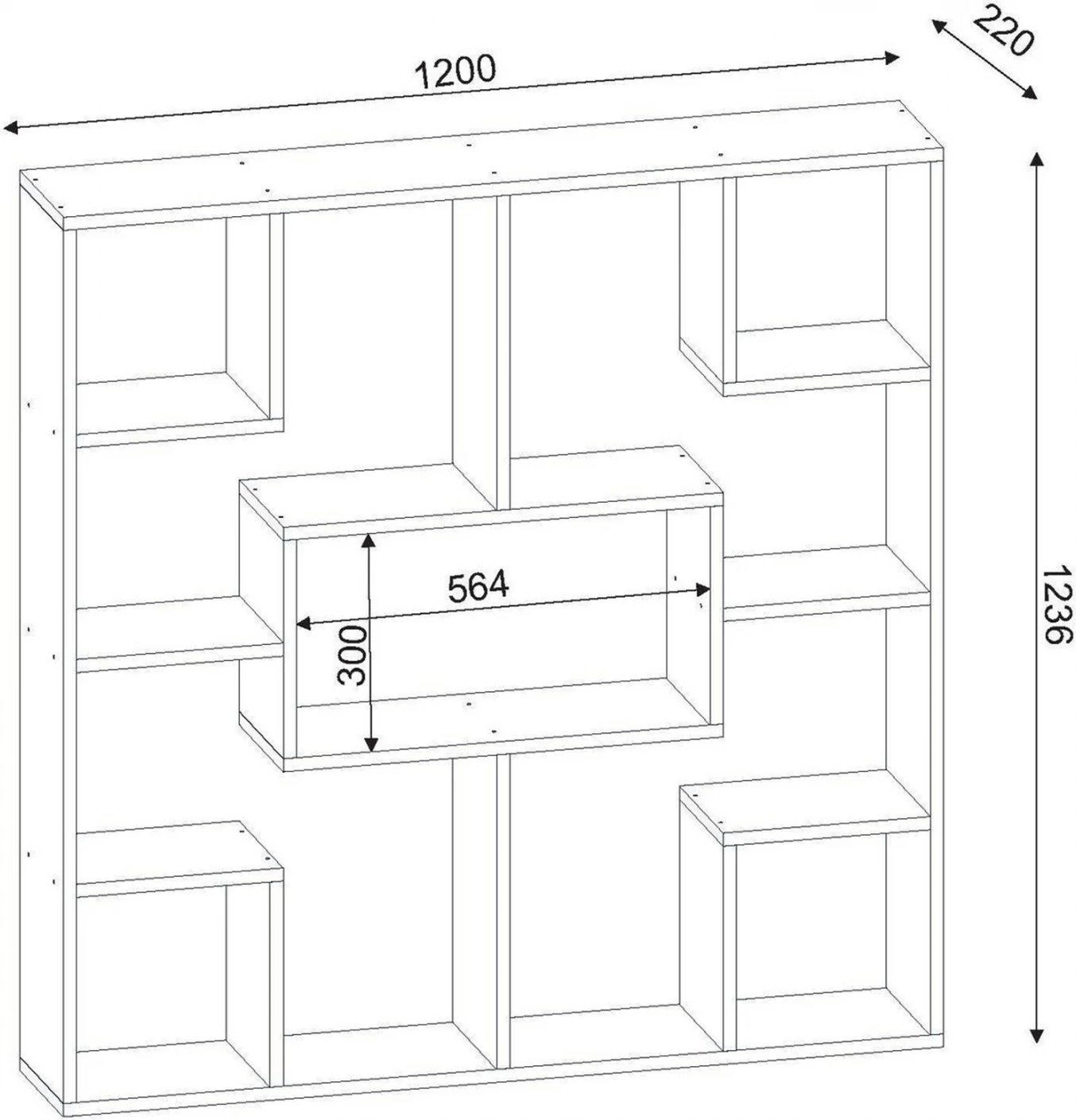 Bibliotekë melamine FH9029.01 e bardhë 120x22x123.6 cm.