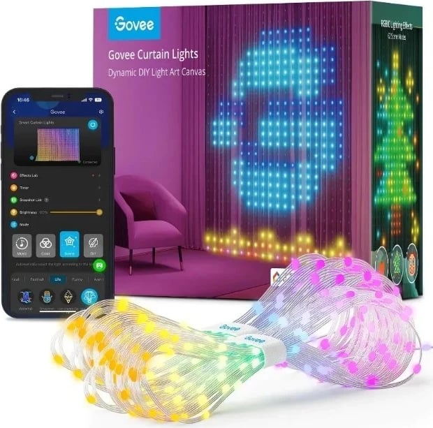 Dritat LED për Perde Govee H70B1, Wi-Fi, Bluetooth, RGBIC, IP65