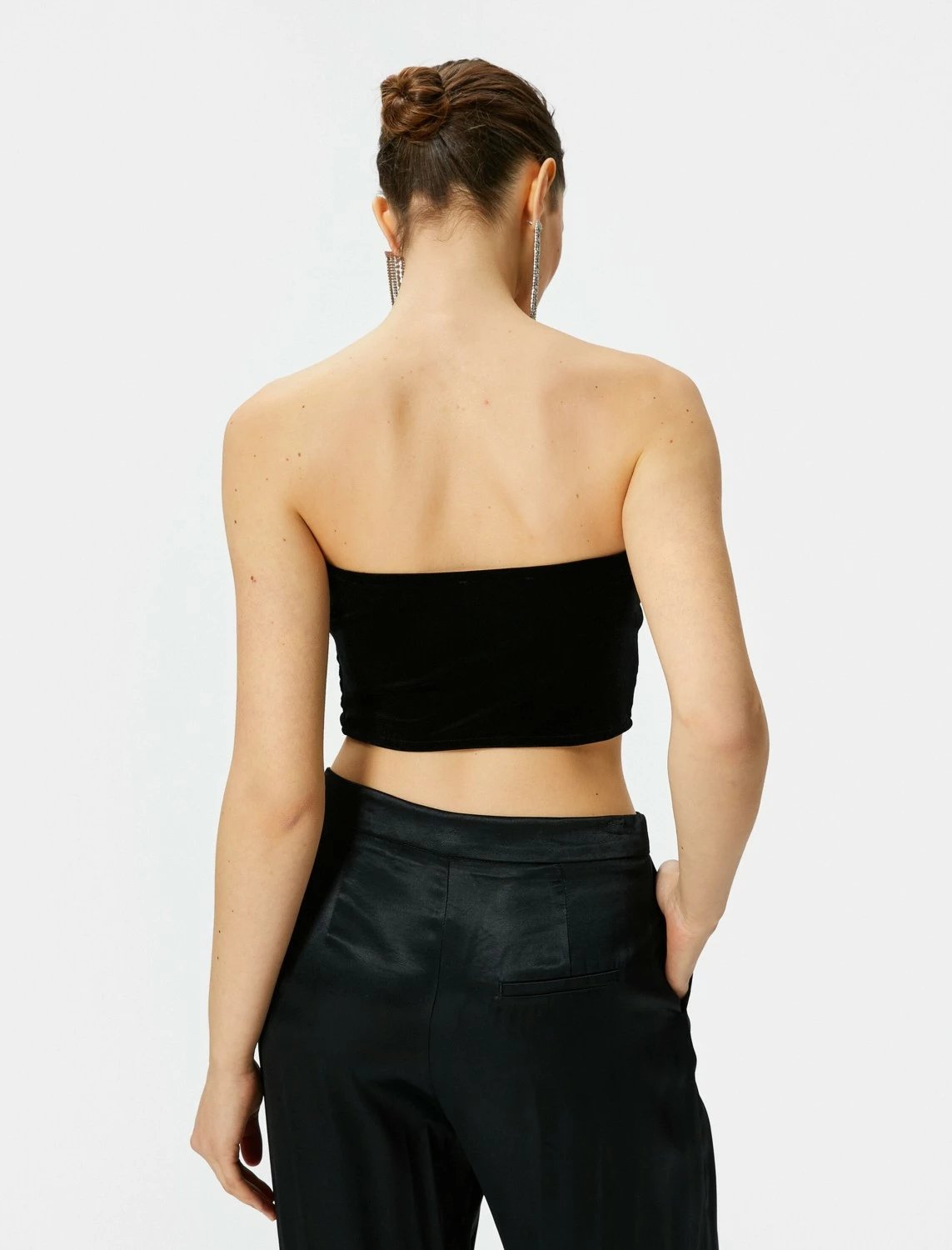 Crop top për femra Koton, e zezë