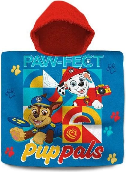 Peshqir plazhi për fëmijë EUROSWAN, ponço me kapuç "Paw Patrol" 60x60cm