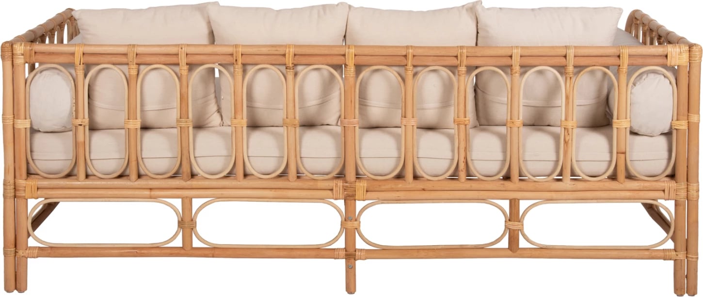 Krevati-divan LIGNANO FH9660 rattan natyral me jastëkë bezhë 200x100x75H cm.