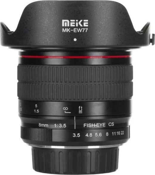 Lentë MeiKe MK-8mm F3.5, mocowanie Canon EF