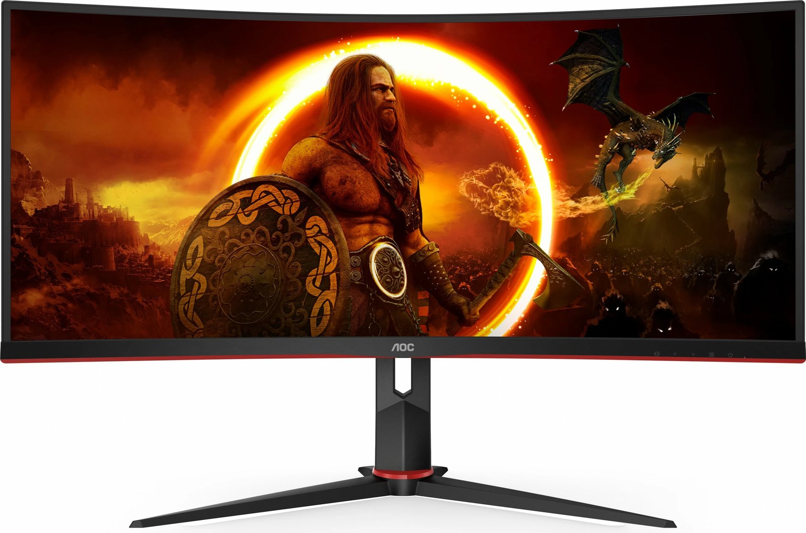 Monitor gaming AOC G2 CU34G2X/BK, 34", 3440 x 1440 pixels, Quad HD, LED, 1 ms, i zi, i kuq