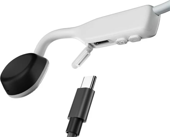 Kufje Wireless SHOKZ OpenMove, me grep rreth veshit për thirrje/muzikë, USB Type-C, Bluetooth, të bardha