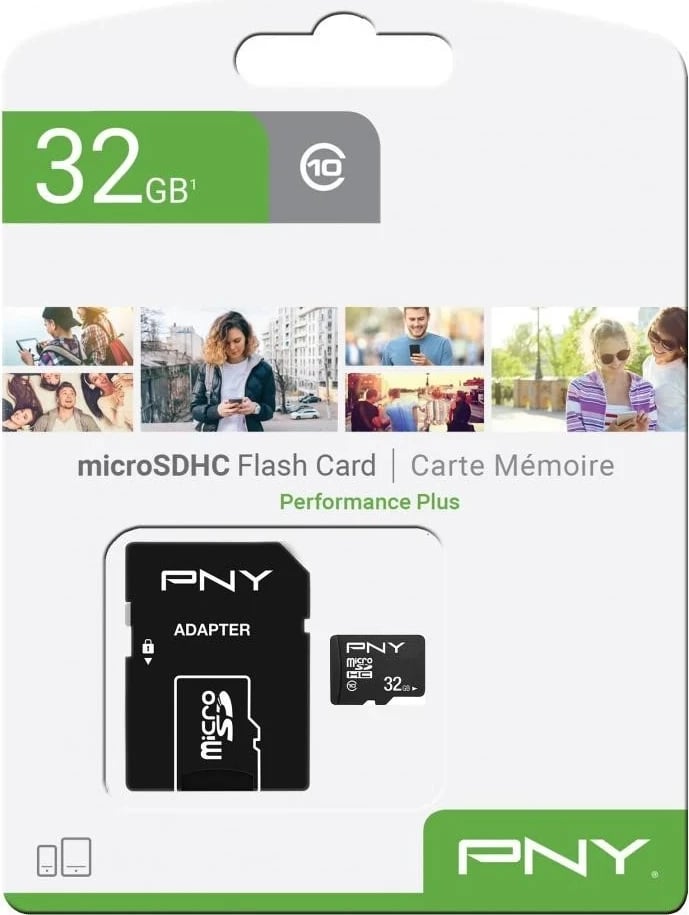 Kartë memorie PNY Performance Plus microSDHC 32GB + Përshtatës SD