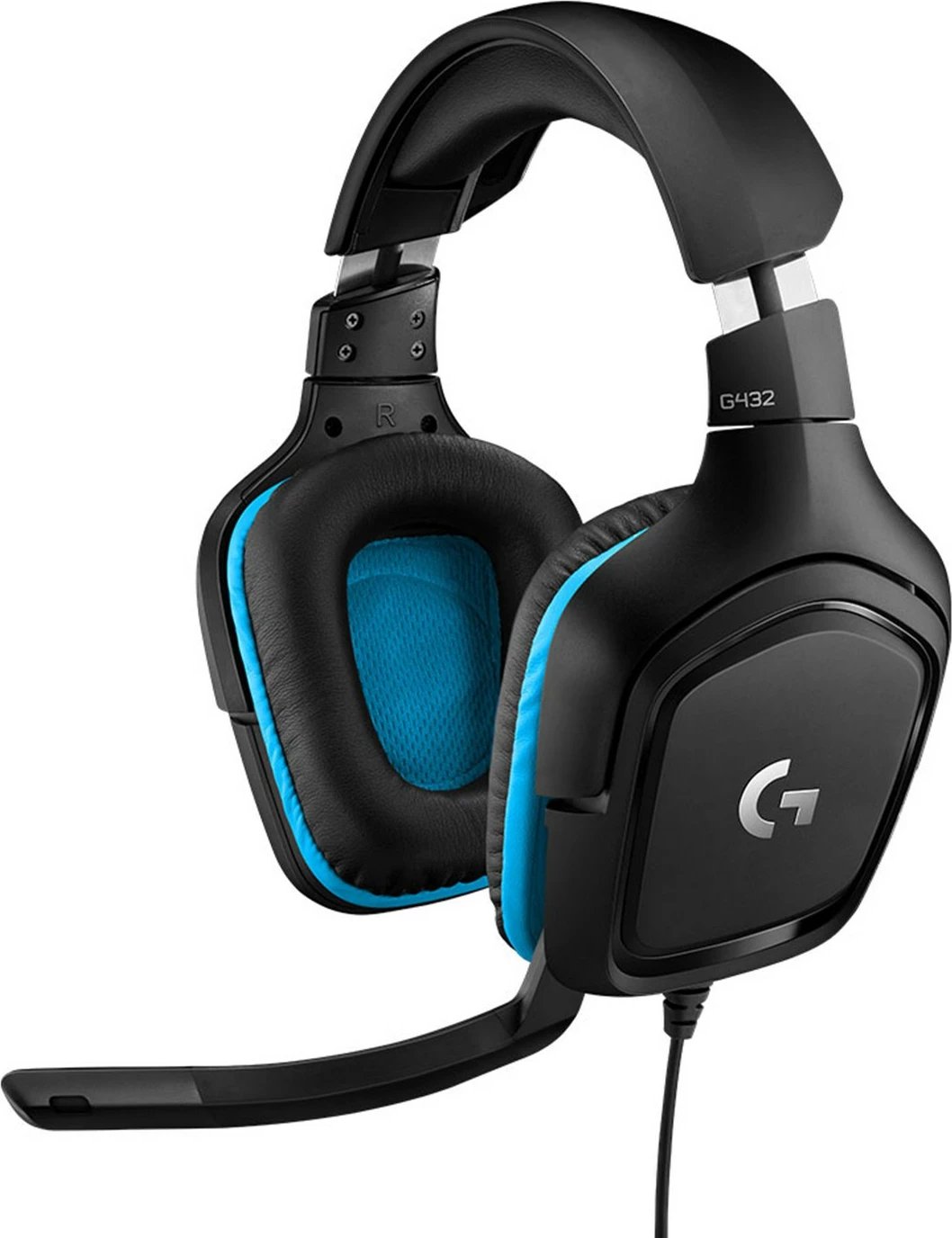 Headset gaming Logitech G432, 7.1 Surround Sound, Wired, Black, Blue