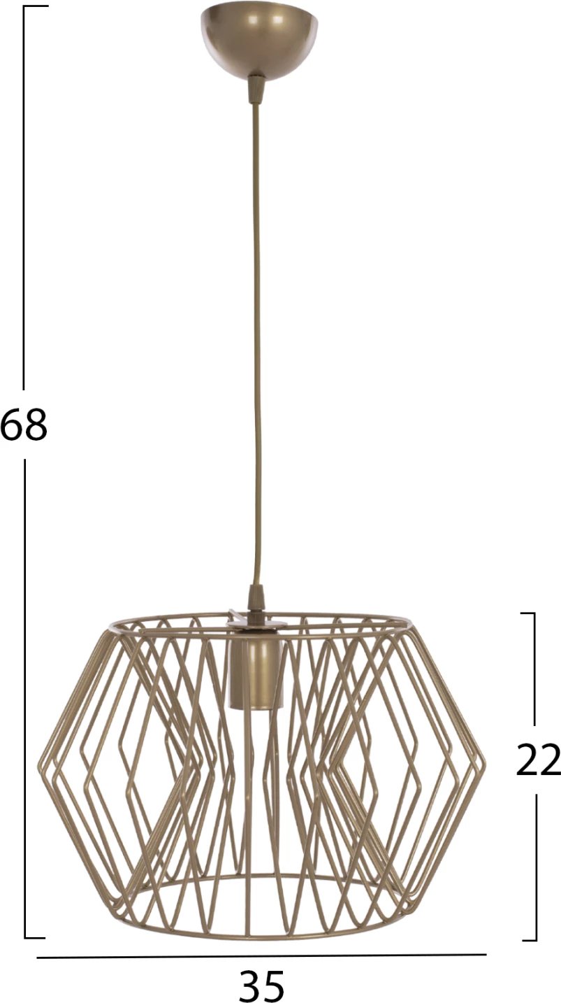 Llambë varëse moderne metalike, ngjyrë ari mat, Φ35x68Hcm, FH7691.01