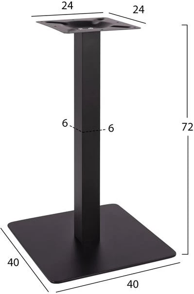 Bazë metalike për tavolinë, ngjyrë e zezë mat, FH414.11, 40x40x72 cm