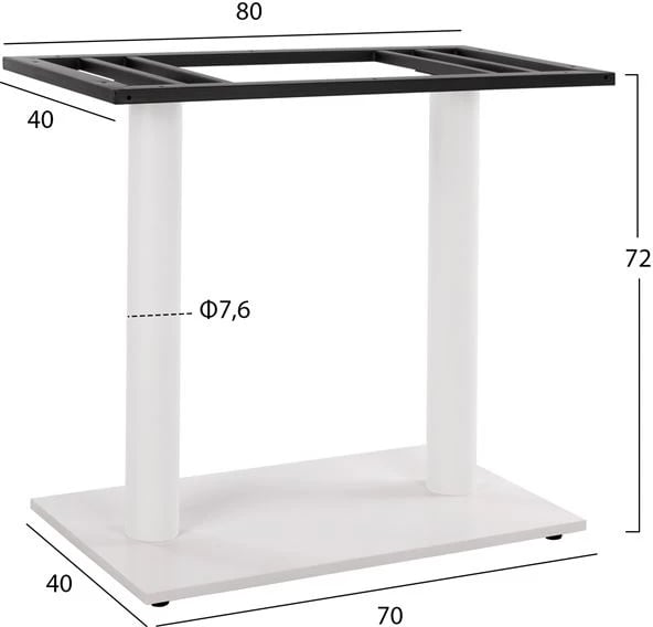 Bazë metalike e dyfishtë e bardhë mat 40x70x72 me rregullues FH435.12