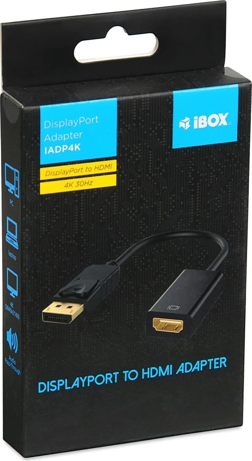 Kabllo adapter nga Display Port në HDMI iBox, argjendtë