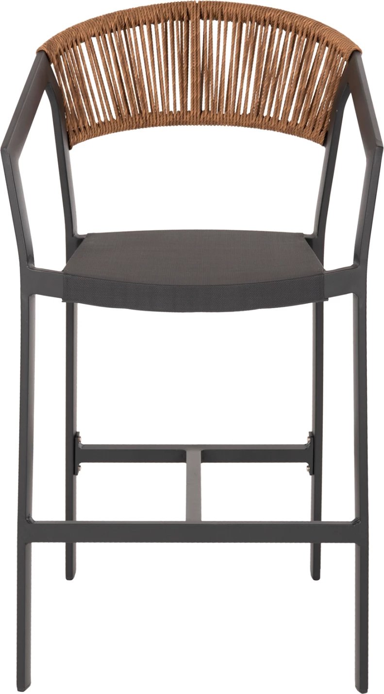 Karrige për bar alumini antracit FH5892.11 lartësi mesatare me krahë-rattan&textline 56,5x57x99,5Hcm